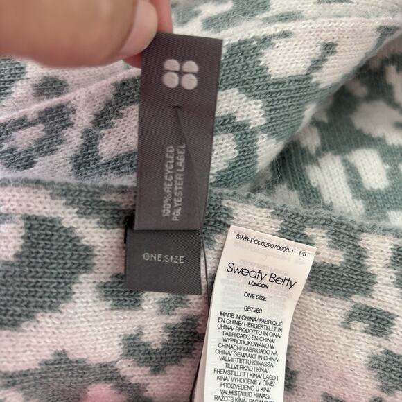 Sweaty Betty Leopard Print Blue Green Winter Scarf Wool Alpaca‎ Cozy Layer New - Picture 3 of 9